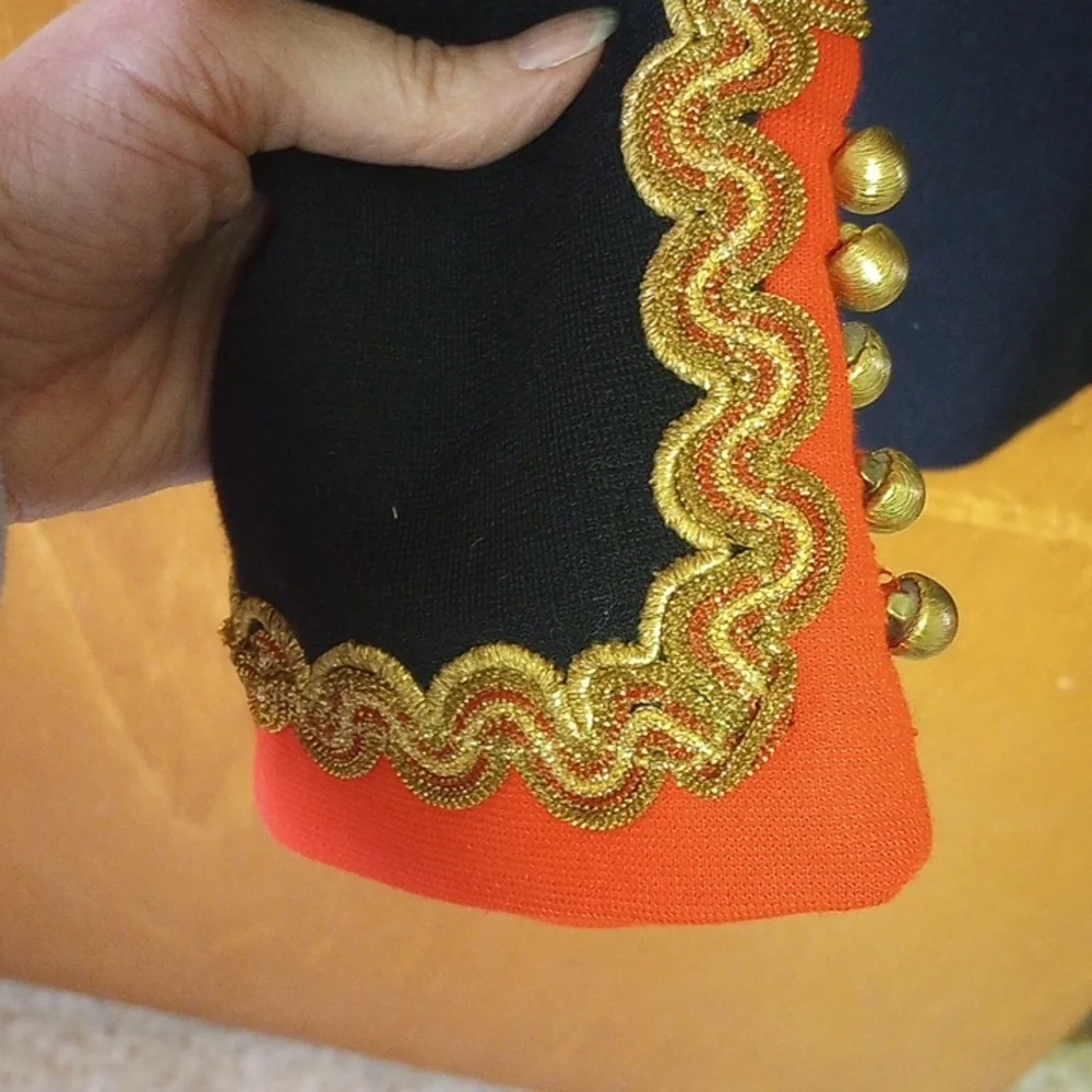Vintage Sleeveless Dress w/ Matching Jacket. Black, Red & Gold - Picture 6 of 6